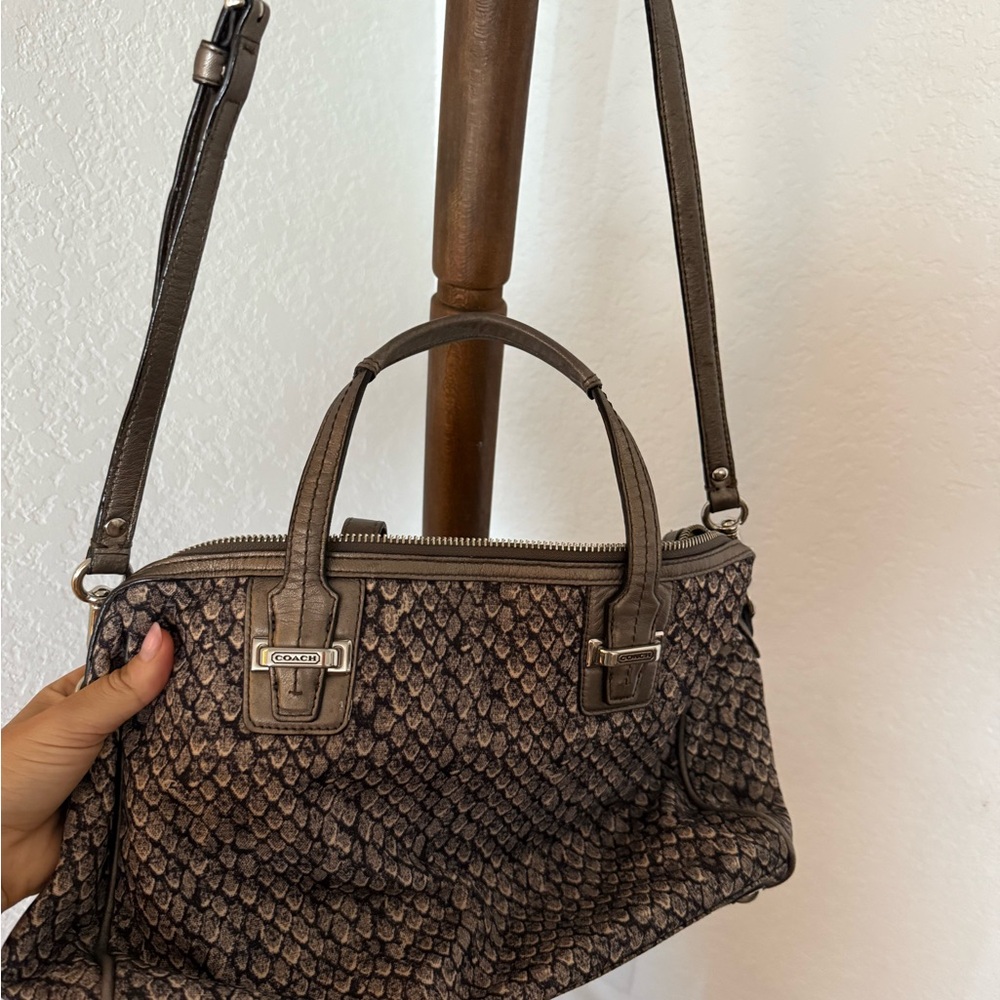 Coach Metallic Brown Snakeskin Shoulder Bag
